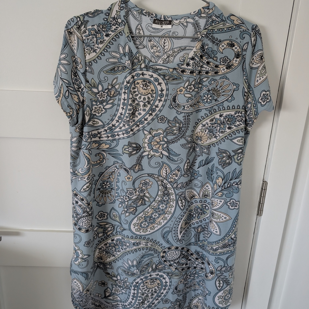 Short Dress Or Long Blouse Paisley in Blue